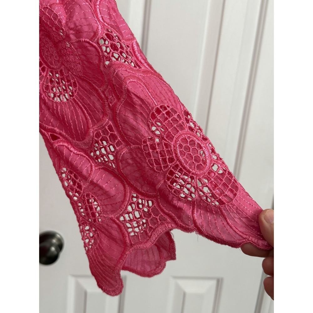 Lilly Pulitzer Silk Dress 4 One Shoulder Pink Lace Teresa Hotty Double Nothing - Picture 5 of 12
